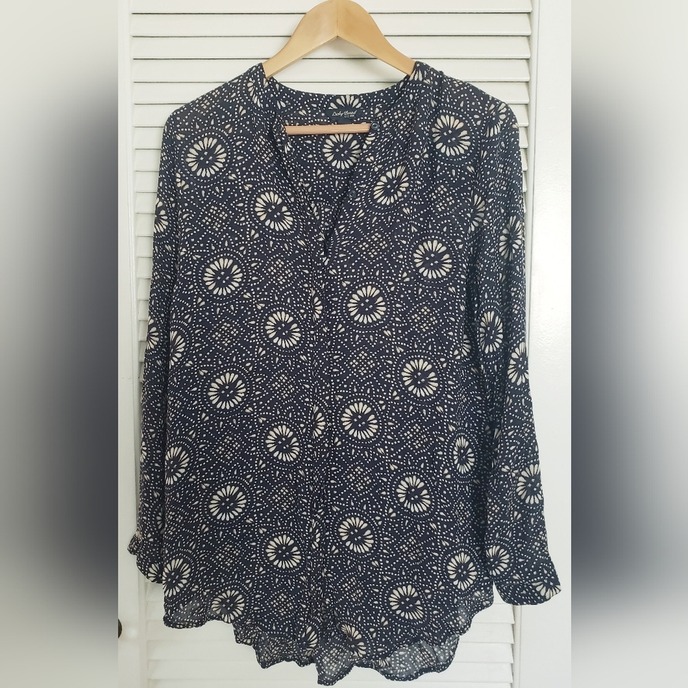 Lucky Brand Navy Blue Patterned Women's Tunic Top